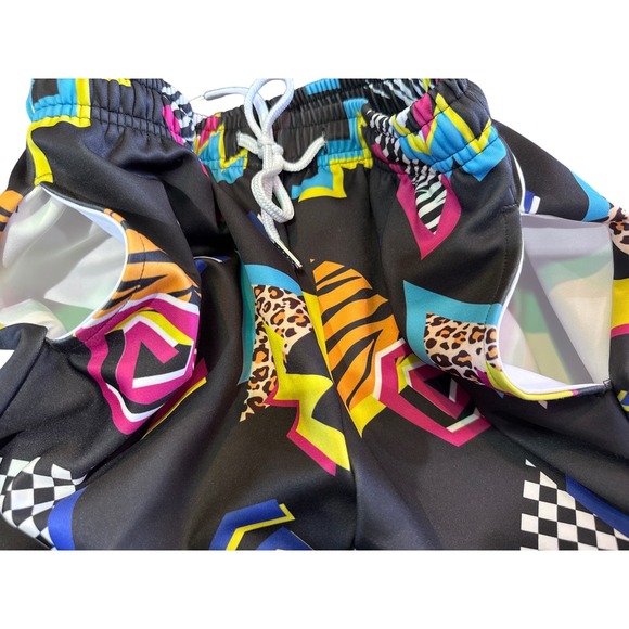 Retro 80s 90s Y2K Geometric Neon Print Jogger Sweatpants Unisex Small Like New - Picture 6 of 6